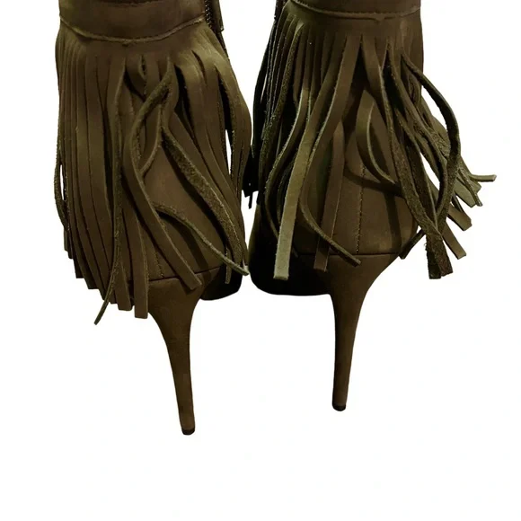 Aldo Cirede-44 Khaki Green Cirede fringe ankle boot size 10 - Picture 4 of 5